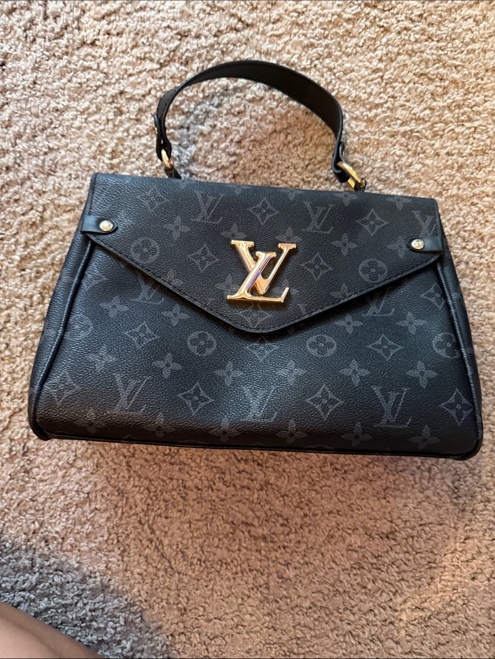 Louis Vuitton Black  Monogram Top-Handle Satchel with Gold LV Hardware - Picture 3 of 10